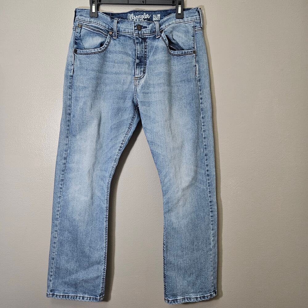 Wrangler Retro Slim Bootcut Jeans Light Wash Mens Size 31x30 Western Rockabilly
